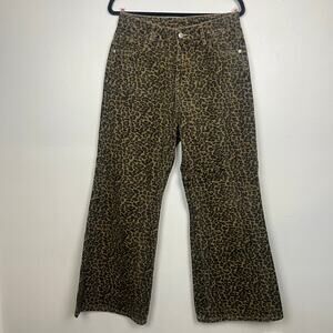 Women's Leopard Print Wide Leg Jeans XL Unbranded FLAW